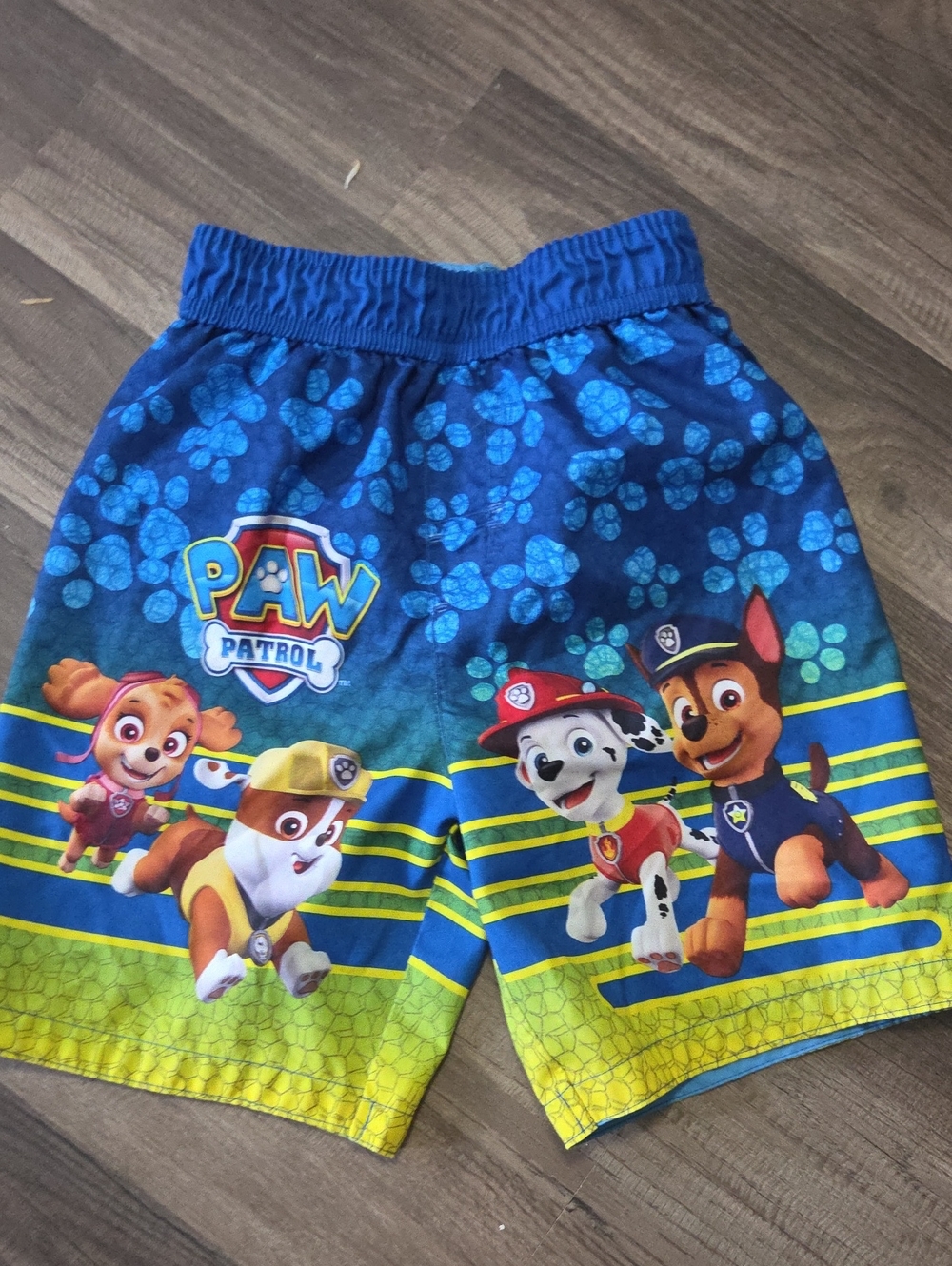 Paw Patrol Blue and Yellow Character Swim Shorts Size 5T